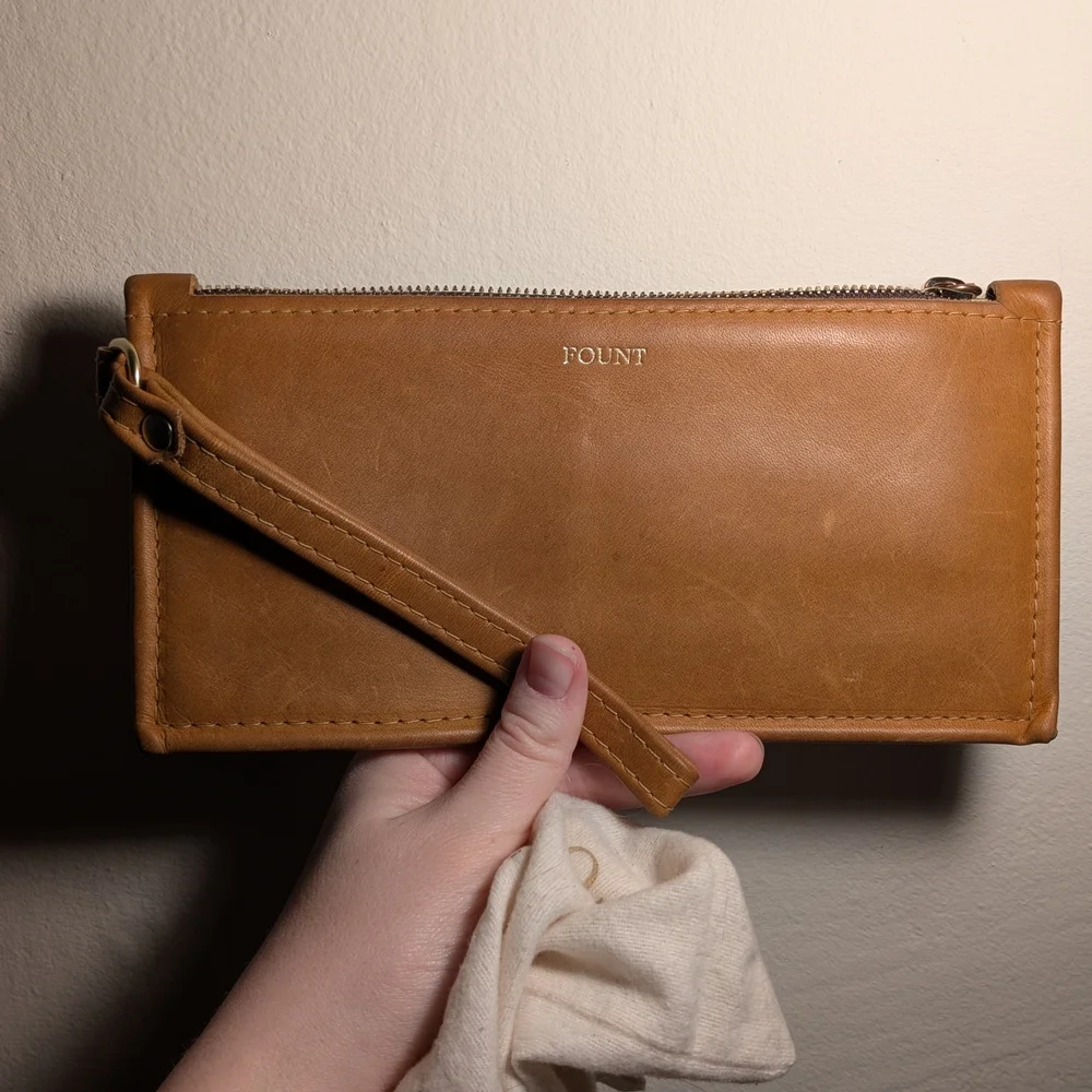 Fount Tan Leather Wristlet Clutch - Picture 3 of 7